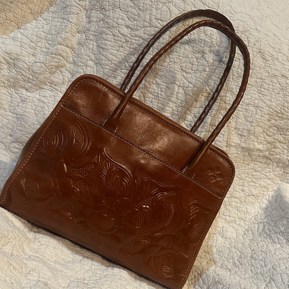 Patricia Nash Floral Embossed Brown Shoulder Bag